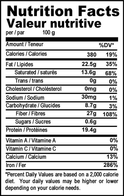 Superior Red 22/24 Cocoa Powder Nutrition Facts